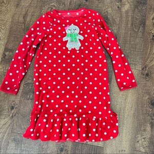 Girls Christmas nightgown carters red white pajamas gingerbread girl